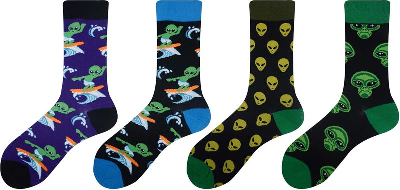 Cansok Men's 2/4 Packs Fun Crazy Novelty Dress Crew Socks - Image 2